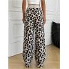 imageMakeMeChic Womens Leopard Print Pants Wide Leg Baggy Loose Y2K Trousers LoungewearMulticolor