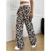 imageMakeMeChic Womens Leopard Print Pants Wide Leg Baggy Loose Y2K Trousers LoungewearMulticolor