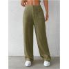 imageMakeMeChic Womens Linen Pants Wide Leg Summer Dressy Trousers with PocketArmy Green