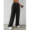 imageMakeMeChic Womens Linen Pants Wide Leg Summer Dressy Trousers with PocketBlack