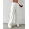 imageMakeMeChic Womens Linen Pants Wide Leg Summer Dressy Trousers with PocketWhite