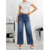 imageMakeMeChic Womens Pearls Jeans Cowboy Chic Outfits Wide Leg Stretch Straight Y2K Denim Pants TrousersBlue