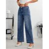 imageMakeMeChic Womens Pearls Jeans Cowboy Chic Outfits Wide Leg Stretch Straight Y2K Denim Pants TrousersBlue