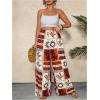imageMakeMeChic Womens Plus Size Floral Palazzo Pants Elastic Waist Wide Leg Tropical Print Summer TrousersMulticolor B