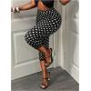 imageMakeMeChic Womens Polka Dots Capri Pants Elastic High Waisted Cropped LeggingsBlack and White