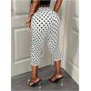 imageMakeMeChic Womens Polka Dots Capri Pants Elastic High Waisted Cropped LeggingsWhite