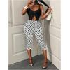 imageMakeMeChic Womens Polka Dots Capri Pants Elastic High Waisted Cropped LeggingsWhite