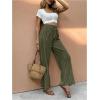 imageMakeMeChic Womens Striped High Waist Pants Tie Front Drawstring Wide Leg TrousersArmy Green