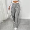 imageMakeMeChic Womens Wide Leg Dress Pant High Waist Palazzo Asymmetrical Business Work Trousers PantsGrey