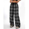 imageMakeMeChic Womens Wide Leg Pants Plaid Drawstring High Waist Loose Work Baggy Pants Sweatpants with PocketBlack