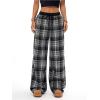 imageMakeMeChic Womens Wide Leg Pants Plaid Drawstring High Waist Loose Work Baggy Pants Sweatpants with PocketBlack
