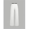 imageMakeMeChic Womens Work Pants Straight Leg Zip Fly Belted Business Casual Trousers Teacher PantsWhite