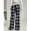 imageMakeMeChic Womens Y2K Striped Pants Low Rise Elastic Waist Loose Wide Leg Lounge PantBlack and White