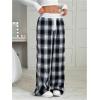 imageMakeMeChic Womens Y2K Striped Pants Low Rise Elastic Waist Loose Wide Leg Lounge PantBlack and White