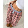imageMakeMeChic Womens Y2K Striped Pants Low Rise Elastic Waist Loose Wide Leg Lounge PantDusty Pink