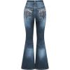 imageMakeMeChic Womens Bell Bottom Jeans Wide Leg Jeans Embroidered Y2K High Waist Stretch Denim PantsLight Blue