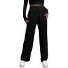 imageMakeMeChic Womens Casual Yoga Pants High Waisted Drawstring Waist Wide Leg Sweatpants with PocketsSolid Black