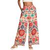 imageMakeMeChic Womens Floral Wide Leg Pants Beach Vacation High Waist Boho Palazzo TrousersMulticolor
