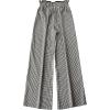 imageMakeMeChic Womens Gingham Straight Leg Long Pants Drawstring Paperbag Waist Loose Trousers with PocketsBlack and White