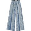 imageMakeMeChic Womens Gingham Straight Leg Long Pants Drawstring Paperbag Waist Loose Trousers with PocketsBlue