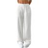 imageMakeMeChic Womens Linen Pants Wide Leg Summer Dressy Trousers with PocketWhite