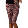 imageMakeMeChic Womens Mesh Leopard Print Knee Length Capri Leggings Stretch Y2k PantsMulticolor