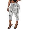 imageMakeMeChic Womens Polka Dots Capri Pants Elastic High Waisted Cropped LeggingsWhite