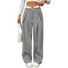 imageMakeMeChic Womens Wide Leg Dress Pant High Waist Palazzo Asymmetrical Business Work Trousers PantsGrey