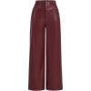 imageMakeMeChic Womens Wide Leg Pants PU Leather High Waist Elastic Straight Party Trousers with PocketsBurgundy