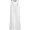 imageMakeMeChic Womens Work Pants Straight Leg Zip Fly Belted Business Casual Trousers Teacher PantsWhite
