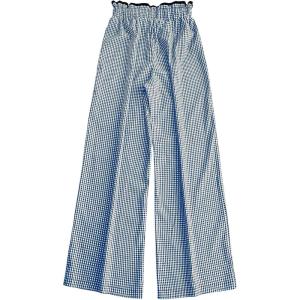 imageMakeMeChic Womens Gingham Straight Leg Long Pants Drawstring Paperbag Waist Loose Trousers with PocketsBlue