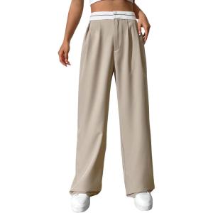 imageMakeMeChic Womens Leopard Print Pants Wide Leg Baggy Loose Y2K Trousers LoungewearApricot