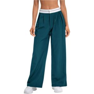 imageMakeMeChic Womens Leopard Print Pants Wide Leg Baggy Loose Y2K Trousers LoungewearBlue