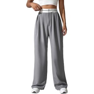 imageMakeMeChic Womens Leopard Print Pants Wide Leg Baggy Loose Y2K Trousers LoungewearLight Grey