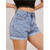 imageMakeMeChic Womens Casual Roll Up Hem Jean Shorts Straight Leg High Waist Zipper Denim ShortsBlue