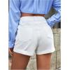 imageMakeMeChic Womens Casual Roll Up Hem Jean Shorts Straight Leg High Waist Zipper Denim ShortsWhite