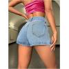 imageMakeMeChic Womens Denim High Waist Button Zipper Pocket Y2K Jeans Shorts SkortsBlue