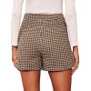 imageMakeMeChic Womens Elegant Houndstooth Print High Waisted Wrap Button Front Mini Skirt Skort ShortsKhaki