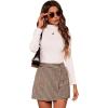 imageMakeMeChic Womens Elegant Houndstooth Print High Waisted Wrap Button Front Mini Skirt Skort ShortsKhaki