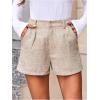 imageMakeMeChic Womens Elegant Plaid Shorts High Waisted Zipper Wide Leg Mini Dressy Work Office Casual ShortsApricot