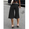 imageMakeMeChic Womens Fall Y2K Denim Bermuda Shorts Ripped Wide Leg Cropped Jeans Capris PantsBlack