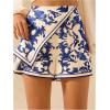 imageMakeMeChic Womens Floral Wrap Skirt Vacation High Waist Wide Leg Boho Shorts SkortsBlue and White