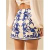 imageMakeMeChic Womens Floral Wrap Skirt Vacation High Waist Wide Leg Boho Shorts SkortsBlue and White
