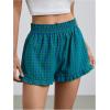 imageMakeMeChic Womens Gingham Ruffle Boxer Shorts Elastic High Waist Pajamas Lounge ShortsGreen P