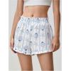 imageMakeMeChic Womens Gingham Ruffle Boxer Shorts Elastic High Waist Pajamas Lounge ShortsLight Blue
