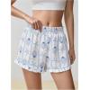 imageMakeMeChic Womens Gingham Ruffle Boxer Shorts Elastic High Waist Pajamas Lounge ShortsLight Blue