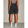 imageMakeMeChic Womens Jorts Baggy Jean Shorts Denim Low Waist Flap Pocket Y2K Bermuda Cargo ShortsBlack