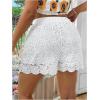 imageMakeMeChic Womens Plus Size Elastic Waist Scallop Trim Flowy Wide Leg ShortsWhite