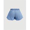 imageMakeMeChic Womens Plus Size Jean Shorts Elastic Waist Tiered Layer Denim SkortsLight Blue