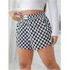 imageMakeMeChic Womens Plus Size Leopard Print Shorts Elastic Waist Wide Leg Loose Y2K Boxer ShortsBlack and White